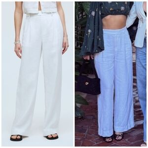 Madewell Harlow Wide-Leg Pant in 100% Linen, Size 0, Linen Trousers